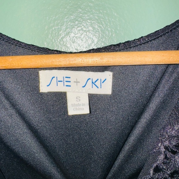 She + Sky Black Textured Mini Dress - Picture 3 of 6